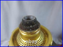 Vintage Brass Aladdin No 23 Oil Lamp With Chimney & Red Glass Shade