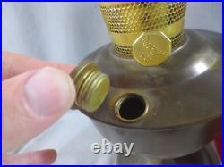 Vintage Brass Aladdin No 23 Oil Lamp With Chimney & Red Glass Shade