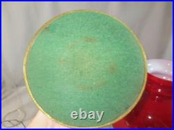 Vintage Brass Aladdin No 23 Oil Lamp With Chimney & Red Glass Shade