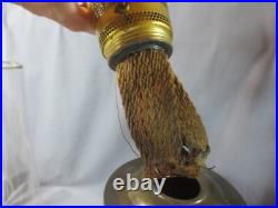 Vintage Brass Aladdin No 23 Oil Lamp With Chimney & Red Glass Shade