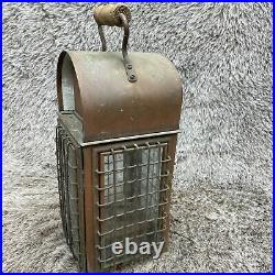 Vintage Brass Caged Oil Lamp Lantern 1920s