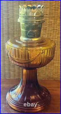 Vintage Classic ALADDIN MODEL C Amber Glass Lincoln Drape Oil Lamp #23 Burner