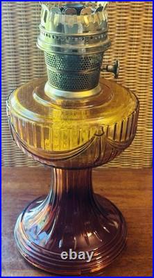 Vintage Classic ALADDIN MODEL C Amber Glass Lincoln Drape Oil Lamp #23 Burner
