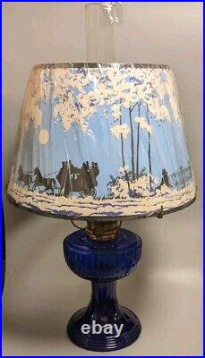 Vintage Cobalt Blue Short Lincoln Drape Aladdin Oil Lamp 2000