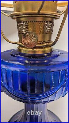 Vintage Cobalt Blue Short Lincoln Drape Aladdin Oil Lamp 2000