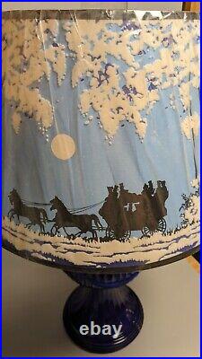 Vintage Cobalt Blue Short Lincoln Drape Aladdin Oil Lamp 2000