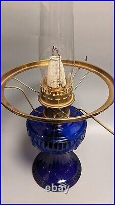 Vintage Cobalt Blue Short Lincoln Drape Aladdin Oil Lamp 2000