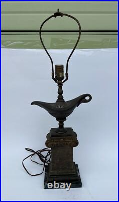 Vintage Frederick Cooper Metal Lamp Regency Column Alladin Kerosene Oil Lamp