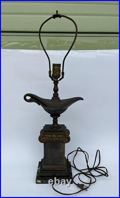 Vintage Frederick Cooper Metal Lamp Regency Column Alladin Kerosene Oil Lamp