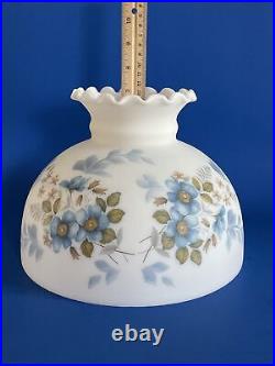 Vintage GWTW 10 Fitter Blue Floral Oil Or Electric Glass Dome Lamp Shade