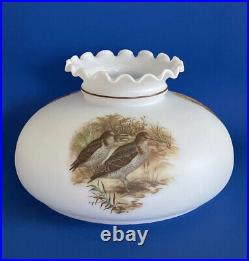 Vintage GWTW 10 Fitter Wild Birds Hurricane Oil Or Electric Glass Lamp Shade