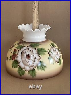 Vintage GWTW 10 Fitter Yellow Floral Hurricane / Electric Glass Dome Lamp Shade