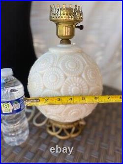 Vintage Glass ALADDIN ALACITE Electric Lamp Floral Pattern Uranium Glow