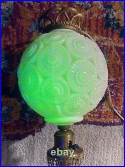 Vintage Glass ALADDIN ALACITE Electric Lamp Floral Pattern Uranium Glow