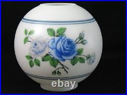 Vintage Gone with the Wind Banquet White Milk Glass Ball Lamp Globe Floral Print