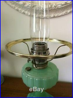 Vintage Green Moonstone Aladdin Lamp Model B-115 with Shade