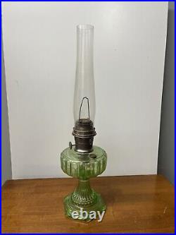 Vintage Green Oil Lamp WithAladdin Chimney Glows Uranium Oil Lamp