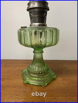 Vintage Green Oil Lamp WithAladdin Chimney Glows Uranium Oil Lamp