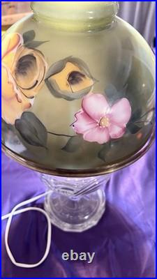 Vintage Hurricane Lamp Aladdin Washington Drape Electric Oil Parlor Uranium B-53