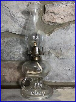 Vintage Kerosene Aladdin Lamp With Finger Hole Clear Glass