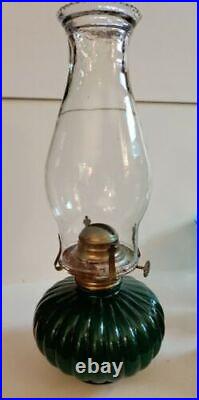 Vintage Lamplight Farms Model 330 Kerosene Lantern Emerald Green Glass 12.5