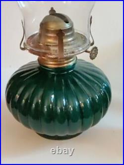 Vintage Lamplight Farms Model 330 Kerosene Lantern Emerald Green Glass 12.5