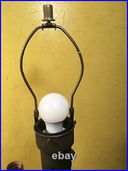 Vintage MCM ALADDIN CAST BRASS FLOOR LAMP 3-ARM CANDELA MILKGLASS TORCH & HARP