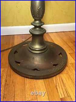 Vintage MCM ALADDIN CAST BRASS FLOOR LAMP 3-ARM CANDELA MILKGLASS TORCH & HARP