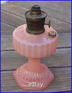 Vintage Mantle Nu-Type Aladdin Model B Oil Kerosene Rose Pink Glass Lamp Base