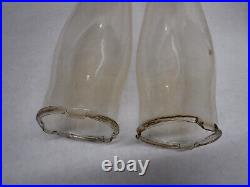 Vintage Matching Clear Glass & Brass Aladdin Kerosene Oil Lamp Pair V1-1