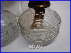 Vintage Matching Clear Glass & Brass Aladdin Kerosene Oil Lamp Pair V1-1