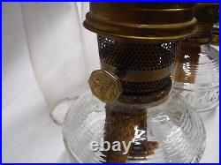 Vintage Matching Clear Glass & Brass Aladdin Kerosene Oil Lamp Pair V1-1