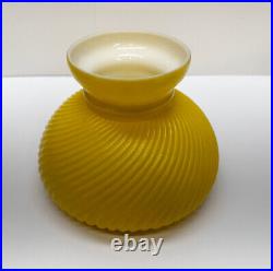 Vintage Matching Pair Yellow Rib Cased Glass Student Lamp Shades Swirl 5-3/4 H