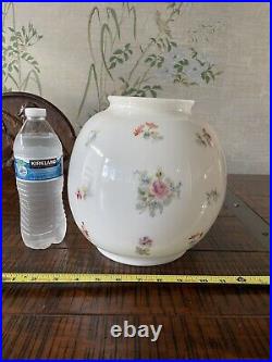 Vintage Milk Glass Floral Gone with the Wind Globe Shade Fitter Ceiling Fixture