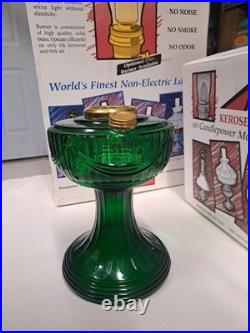 Vintage NEW Aladdin Emerald Green 2003 Lincoln Drape Oil Lamp & Signed shade NOS