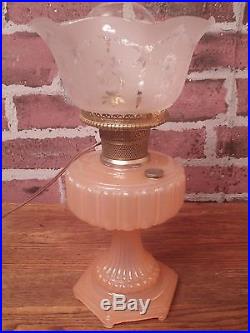 Vintage NuType Aladdin Antique Lamp RARE Corinthian Moonstone Rose Color Electic