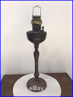 Vintage NuType Model B Aladdin kerosene oil lamp with Timber Stem & Metal base