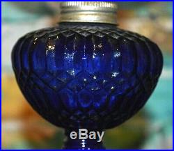 Vintage Oil Kerosene Glass Lamp Blue Aladdin Banquet Lantern Chimney Lamplight