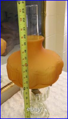 Vintage Original ALADDIN CORINTHIAN Crystal Oil Lamp with Orange/Gold Shade