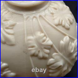 Vintage PAIR Aladdin Alacite Glass Table Lamps Embossed Oak Leaf 1930s Art Deco