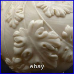 Vintage PAIR Aladdin Alacite Glass Table Lamps Embossed Oak Leaf 1930s Art Deco
