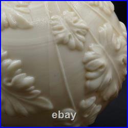 Vintage PAIR Aladdin Alacite Glass Table Lamps Embossed Oak Leaf 1930s Art Deco
