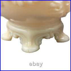 Vintage PAIR Aladdin Alacite Glass Table Lamps Embossed Oak Leaf 1930s Art Deco