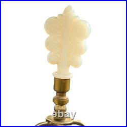 Vintage PAIR Aladdin Alacite Glass Table Lamps Embossed Oak Leaf 1930s Art Deco