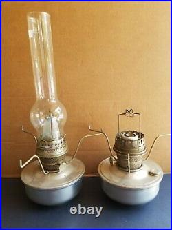 Vintage Pair Aladdin Railroad Caboose Train Model C INDBRAS Kerosene Oil Lamps