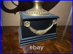Vintage Pair Brass Aladdin Genie Lamps Winged Figural Handles Hollywood Regency