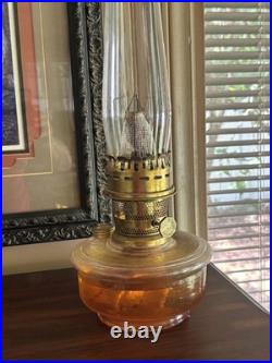 Vintage Pair Brass Aladdin Model 23 Kerosene Oil Lamps with Glass Chimney