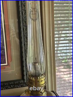 Vintage Pair Brass Aladdin Model 23 Kerosene Oil Lamps with Glass Chimney