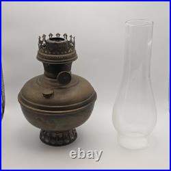 Vintage SR&Co Bright As Day Aladdin Brass Kerosene Lamp With Glass Chute