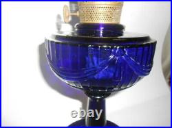 Vintage Scalloped Foot Tall Cobalt Blue Aladdin Lincoln Drape Lamp B76